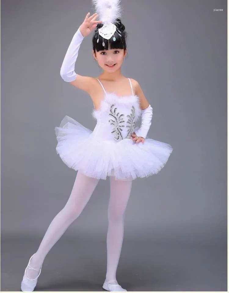 Stage Draag Professional Child Dance Costume White Swan Lake Ballet Dress For Kids Dancing Costumes Girls Ballerina Tutu