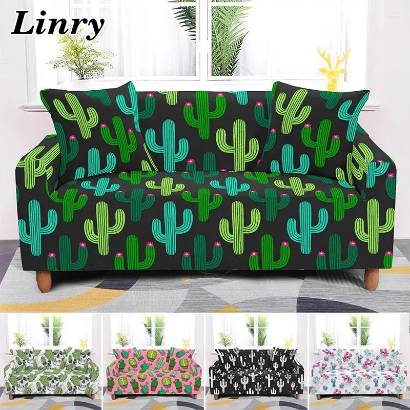 Stoelbedekkingen Noordse stijl Cactus Sofa Cover voor woonkamer Stretch Covering Furniture Full Wrapped Protector Plants Gedrukte bank
