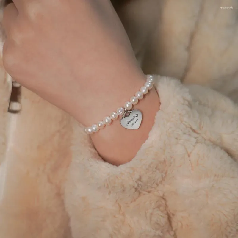 Strand Franse natuurlijke zoetwaterparel voor vrouwen dagelijkse veelzijdige armband gesneden hartvormige bruiloftsfeest charmante sieradencadeau