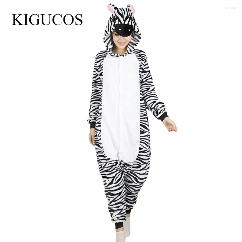 Home Clothing Kigucos Cartoon Zebra Pijama All in One z kapturem z kapturem dla dorosłych kobiety Pielężenie dla zwierząt piżamą