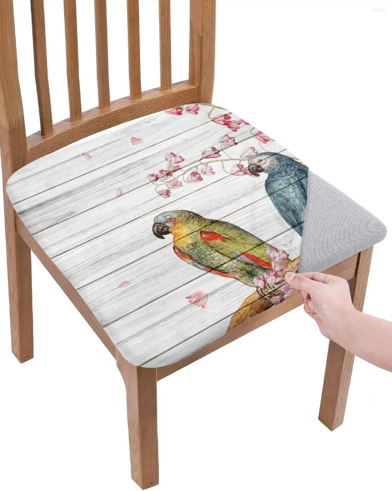 Stoelbedekkingen Papegaaierbloemen op houten bord stoel kussen stretch dinering cover Slipcovers voor huis el banket woonkamer