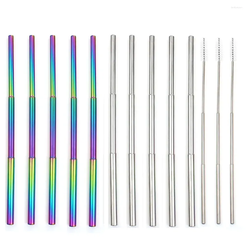 Drinking Straws 50Set Travel Outdoor Household Metal Straw With Brush Foldable Collapsible Reusable No Case