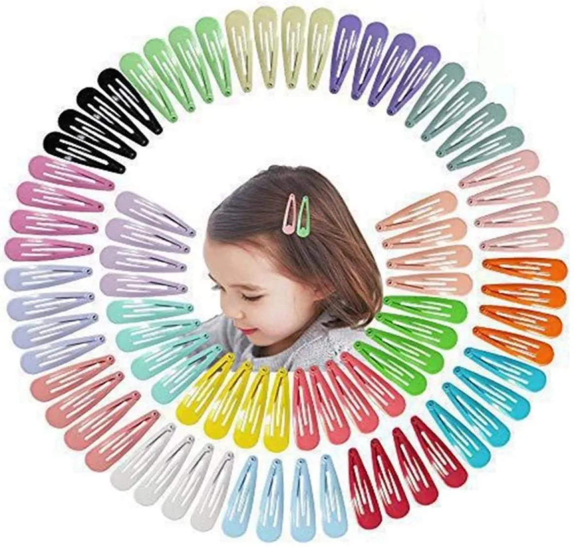 5cm Solid Color Metal Hairpins Girls Snap Hair Clips for Children Baby Barrettes Clip Pins5901607