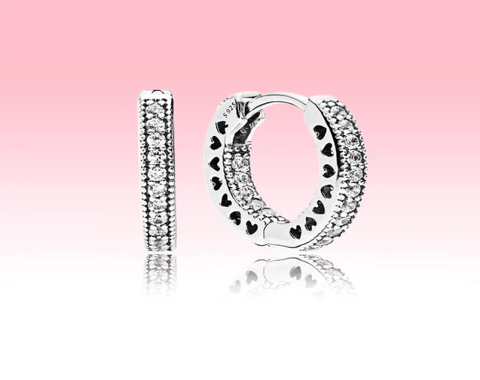 REAL 925 Sterling Silver CZ Diamond Hoop Earring med originallåda för kvinnor av hög kvalitet smyckörhängen set3988859