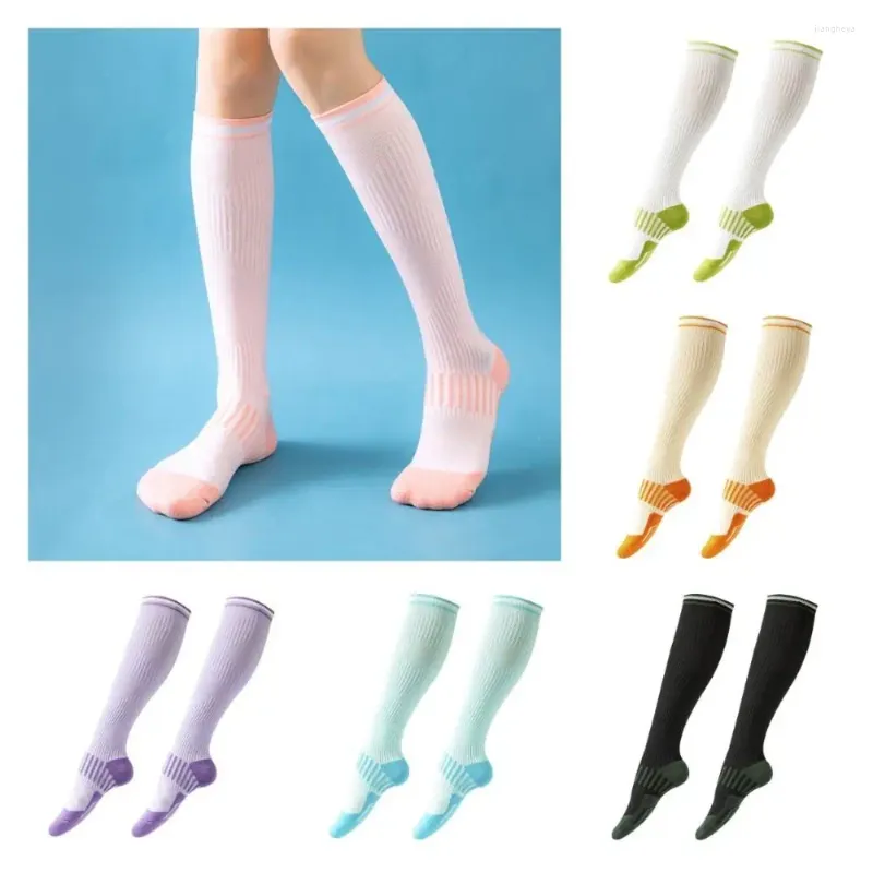 Sports Socks Solid Color Sport Compression Absorb Sweat Ventilate Knee High Stockings Deodorization Breathable Athletic Crew