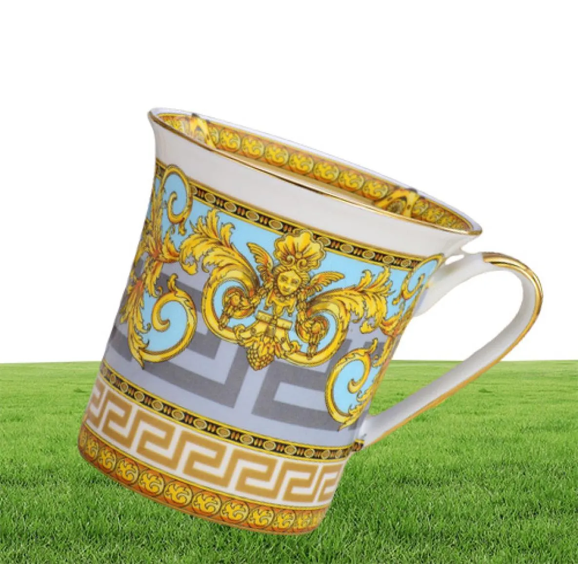 Fine Porcelain Mug for Coffee Tea Handle Painted by Real Gold Platinum Luxury Designer Mugs Gifts1935476