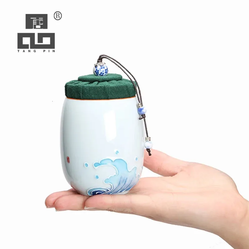 Tangpin-Small Ceramic Tea Caddies Caddies Tea Canisters الصينية ملحقات الشاي Kung Fu 240401