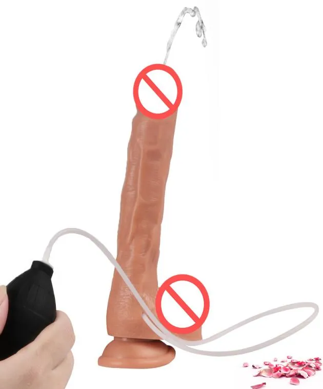 Sprühwasser realistischer Weichdildo -Saugnapf -Tassen Simulation Ejakulationsdildo künstlicher Penis vibrieren Dildos für Frauen Sex Toys8654557