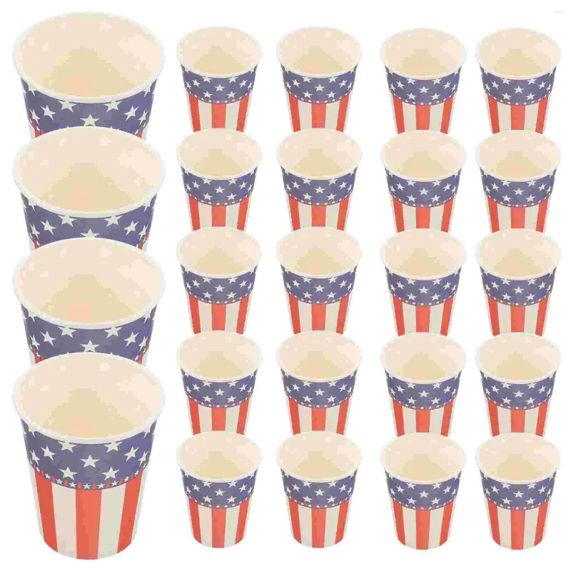 Wegwerpbekers rietjes American Flag Paper Cup 4 juli Dranke Independence Day Party Accessoire Home Supplies