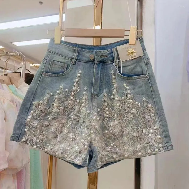 Spodnie damskie 3D Flower Denim Shorts Women 2024 Summer Korean Style Paliw szeroką nogę krótkie zjechanie Booty Sexy Girl