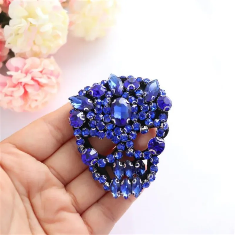 6pcs Rhinestone Skull Patches - Iron On Or Sew On Crystal Skeleton Appliques For Halloween, Jackets, Jeans, Bags