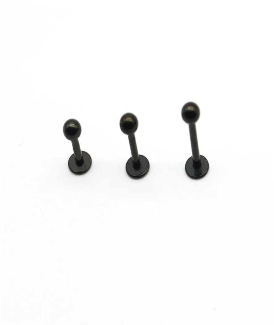 Black LaBret Ring Lip Stud Bar Steel 16 Gauge Populära kroppssmycken Liage Tragus Piercing Chin Helix Hose7518250