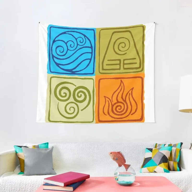 Taquestres Os quatro elementos - Avatar: Last Airbender Tapestry Decoration Acessories Wall de Natal