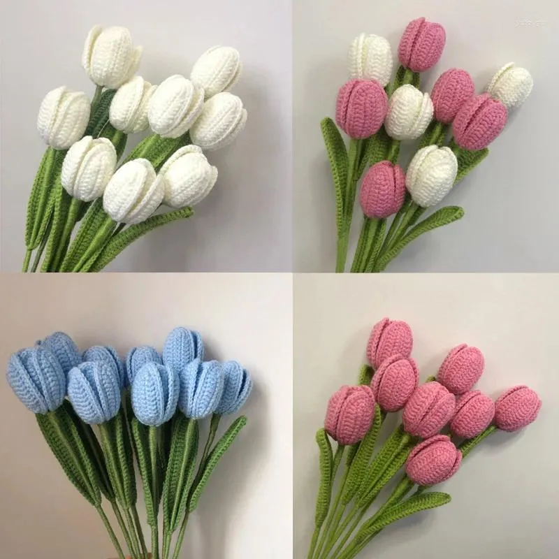 Fiori decorativi creati creativi mazzo di tulipani artificiali a mano