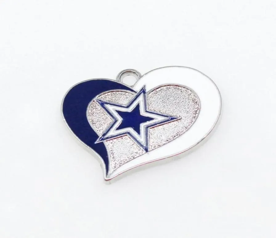 American Football Heart Dangle Charms Cowboy och andra lag Style DIY Pendant Armband Halsbandörhängen smycken Tillbehör372924681510
