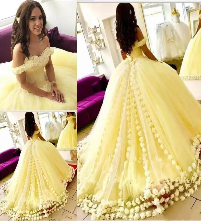 Arap Dubai Balo Gown Quinceanera Dresse 3D Çiçek Aplike Balo Elbiseleri Akşam Partisi Elbiseler Offshouder Resmi Durum Celebrit3976556