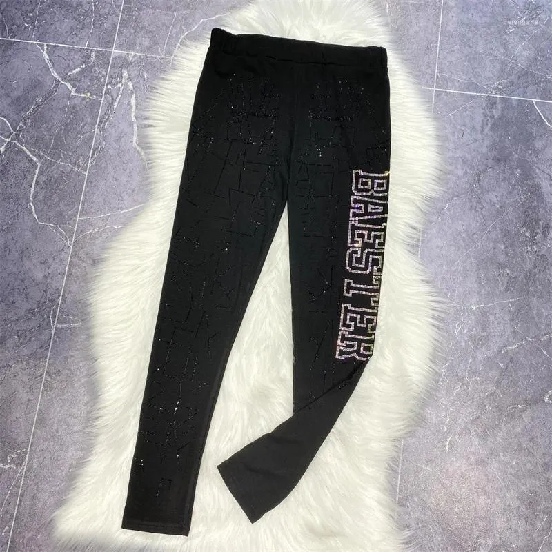 Leggings de leggings féminin strass de gymnologie des sports d'été féminins slim