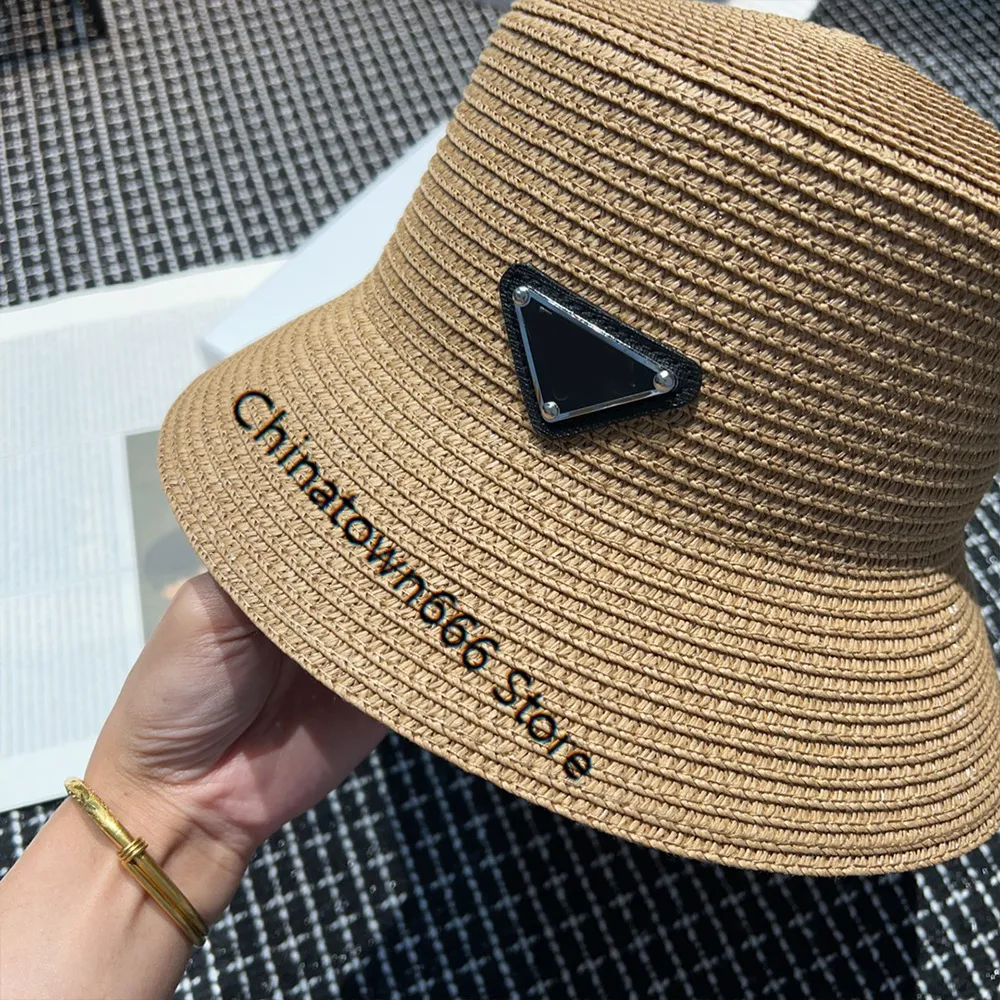 Chapeau de pêcheur de créateur, Summer quotidien polyvalent de style coréen de style coréen décontracté de la mer de la plage de la plage de raffie, chapeau pêcheur tissé grand chapeau à bord B0142