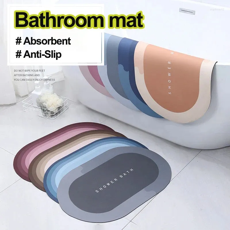 Badmattor Super Absorberande duschmatta Anti Slip Rug Kitchen Entrance Door Toalett Floormat Bathtub Home Decor