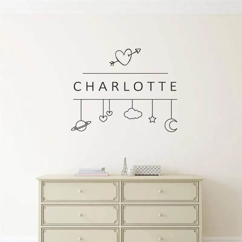 Wall Stickers Makeyes Custom Kids Name Sticker Space Universe Decals Decor Cute Personalized Baby Names Wallpaper Art Designs Q874