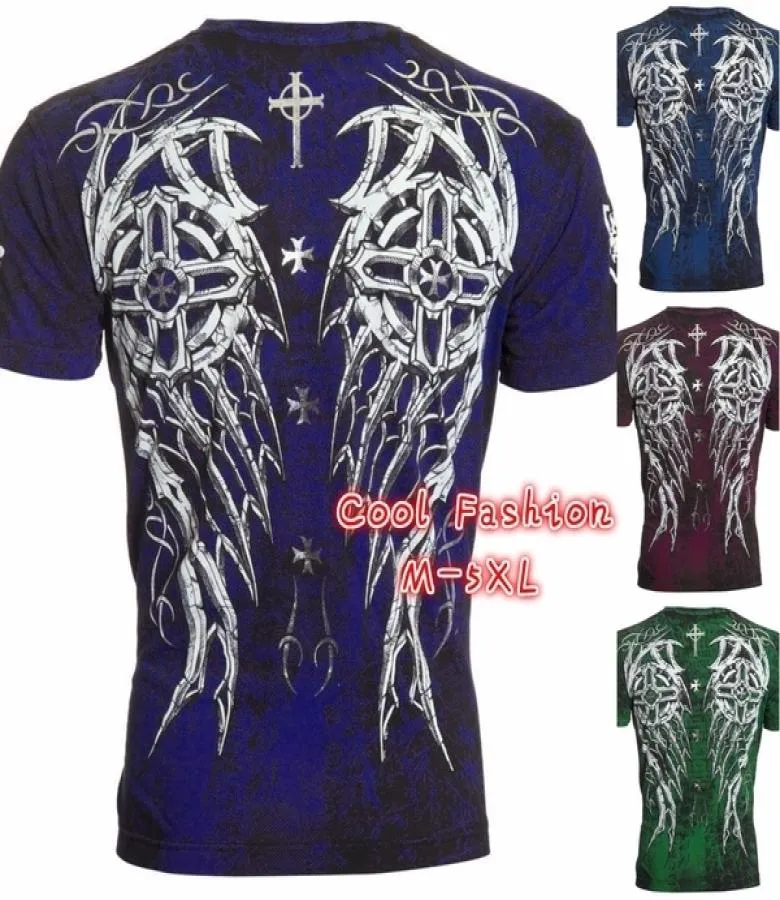Gothic Fashion Archaic Affliction Cool Skull Print Plus Size Men Tshirt Tattoo Biker M5XL4525340