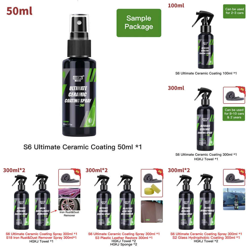 2024 2024 S6 Nano Ceramic Caring Detalhe rápido Detalhe Proteção de Spray Altecimento de ceras Selantes Revestimentos Rápida de tinta sem água HGKJ