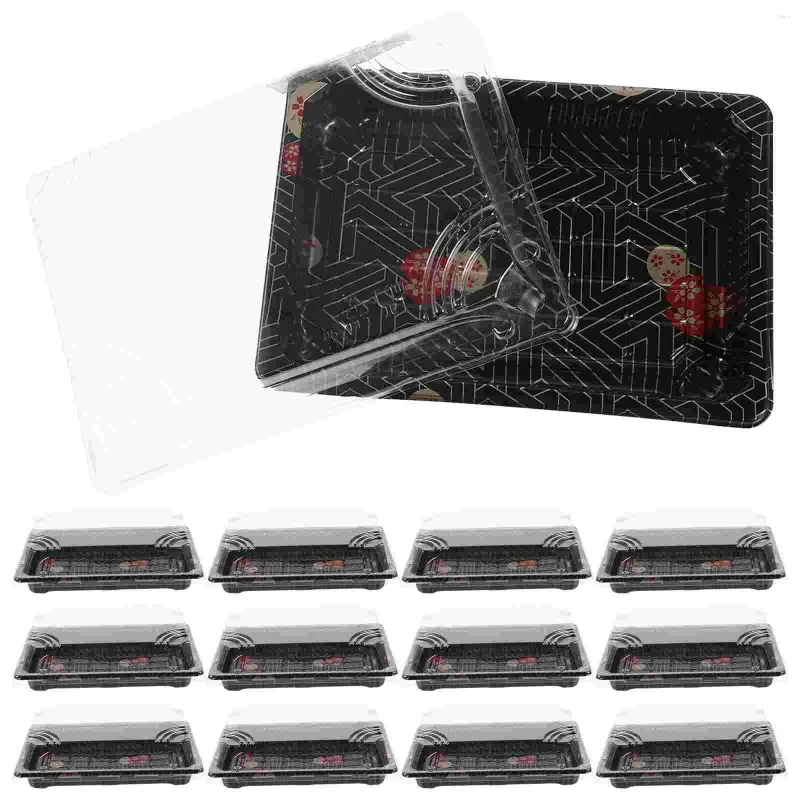 Storage de cuisine 25 PCS Boîte de sushi japonaise plateau décoratif plateaux jetables rectangle la palette de conteneurs d'emballage pour animaux de compagnie