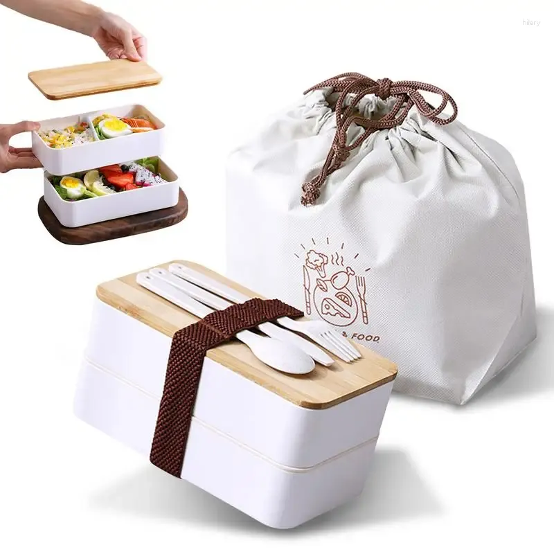 Dîne Japonais Boîte à lunch traditionnelle 1200 ml Conteneurs avec sangle réglable et conteneur portable pour les voyages d'étudiant