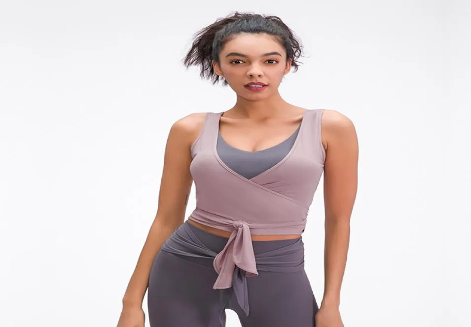 2021 Nowa nieregularna wstążka kamizelka jogi elastyczna Slim Sports Running Fitness Koszulki stretch Slim Running Gym Top8193350