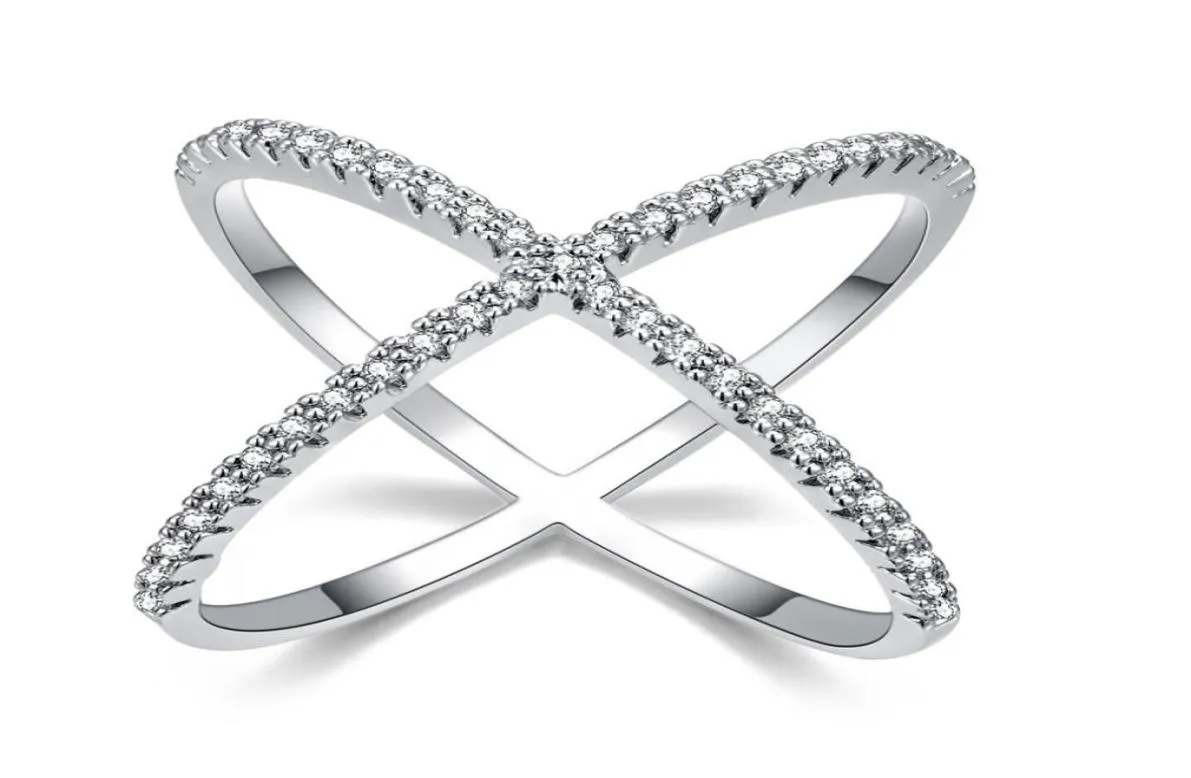 Design Diamso Micro Pave di lusso Impostazione di anelli di dito a forma di X Gioielli per matrimoni per donne6200756