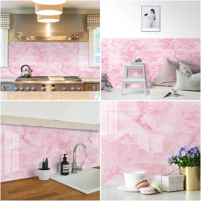 Adesivi per finestre 4pcs adesivo murale in mattoni in marmo 30x60 cm Surface lucido Sfondi PVC Sfrighezione autoadesiva impermeabile per bagno camera da letto bagno