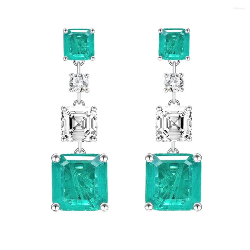 Stud Earrings 2024 10 10mm Synthetic Emerald 925 Sterling Silver Women's European And American Jewelry