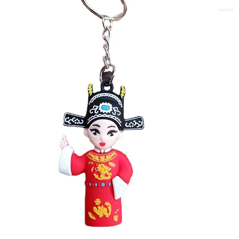 Decorative Figurines Creative Chinese Style Opera Doll Keychain Peking Play Net Angle Car Key Ring Chain Pendant