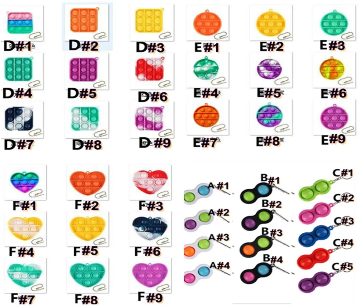 Tornario dei giocattoli di dito semplice forma rotonda quadrata tie-dye e tastiera a colori solidi Push Bubble Sensory Toy G52XJ3G5038716