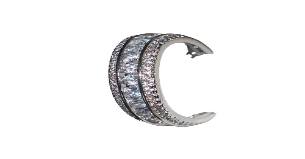 Vecalon set Fashion Women Jewelry Full Round Simulated diamond Cz Wedding Band Ring White Gold Filled Female Finger ring515297524