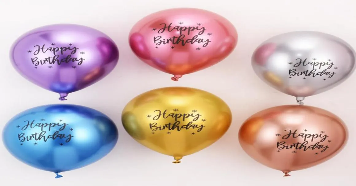 12 Quot28g Chrome Latex Balloon Print HappyBirthday Birthday Decoration6203994
