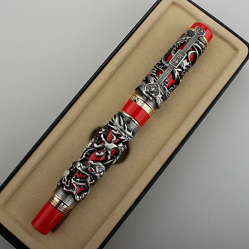 Pennen Jinhao Luxe Vintage Dragon Phoenix Ballpoint Pen Hoogwaardige metalen schrijfpennen Office Stationery Business Gift