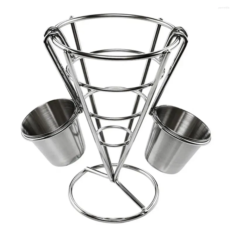 Cucina Porta di patate da cucina Snack cestino snack patatine fritte in metallo con tazza a cono a prova di ruggine per cibo