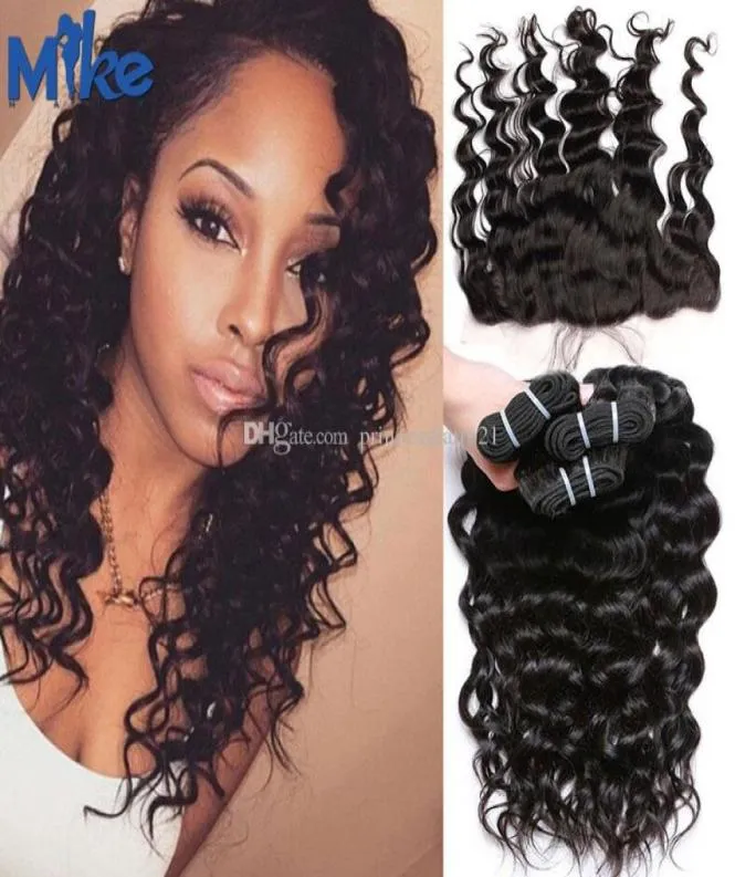 MikeHAIR 13x4 Lace Frontal With 3 Bundles Deep Body Wave Human Hair With Frontal Peruvian Malaysian Brazilian Hair With Lace Front4002336