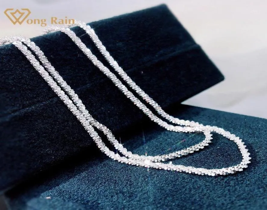 Wong Rain 925 Sterling Gümüş Yaratılan Moissanite Moda Lüks Beyaz Altın Unisex Çift Zincir Kolye İnce Mücevher Bütün Cha8194807