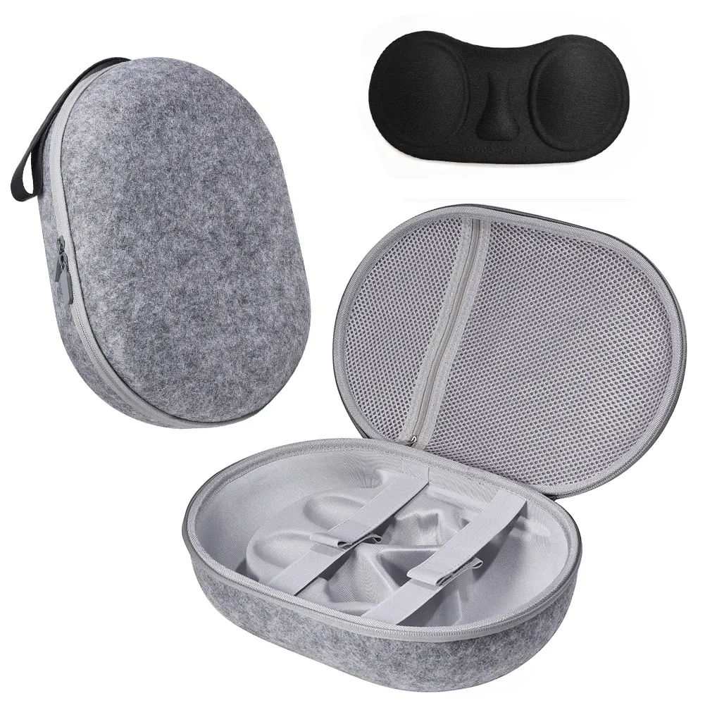 Cases Felt Carrying Case Bag AntiScratch Include Len Cover Hard Shell Case with Mesh Pocket Partition for Meta Quest 3 VR Accessories