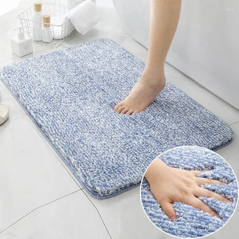 Tapis de bain Flux de tapis à poils hauts Absorbant Tapis de sol non glisser le tapis de pavé à pied de salle de bain Tapis pour la salle de douche Entrée