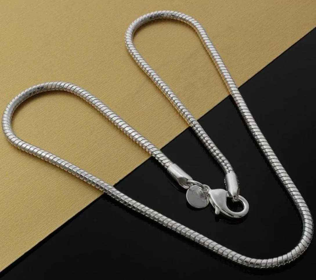 Chains Classic 3MM Bone Chain 925 Sterling Silver Necklace For Women Men 16/18/20/22/24 Inch Wedding Fashion Jewelry Gifts2135211