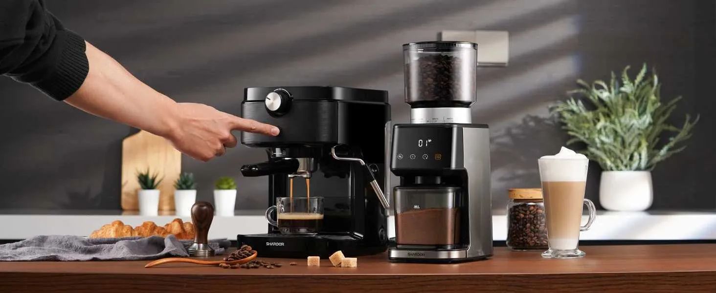 Caffetterie di caffè Shardor conico con pasta caffettiera Elettrica per caffè espresso con caffettiere regolabile per il timer elettronico di precisione Y240403