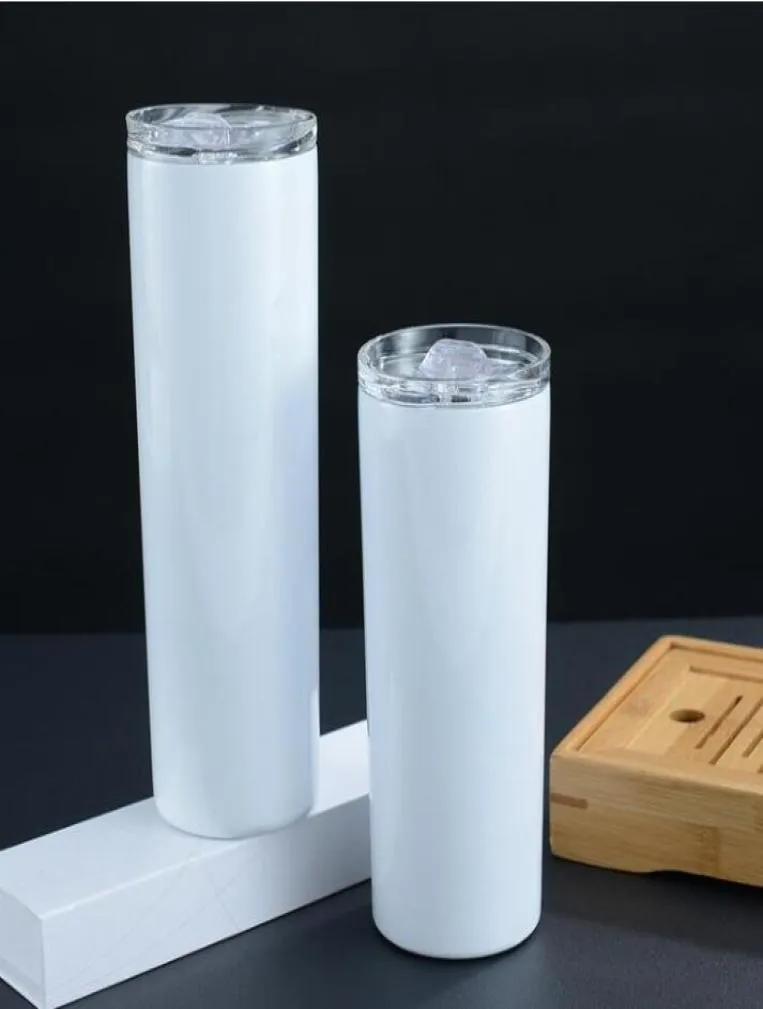 Tumblers مستقيم فارغ تسامي كوب نحيف داي الطلاء الحراري العزل أكواب القهوة مع أكواب بيرة القش قش SEA 7880288