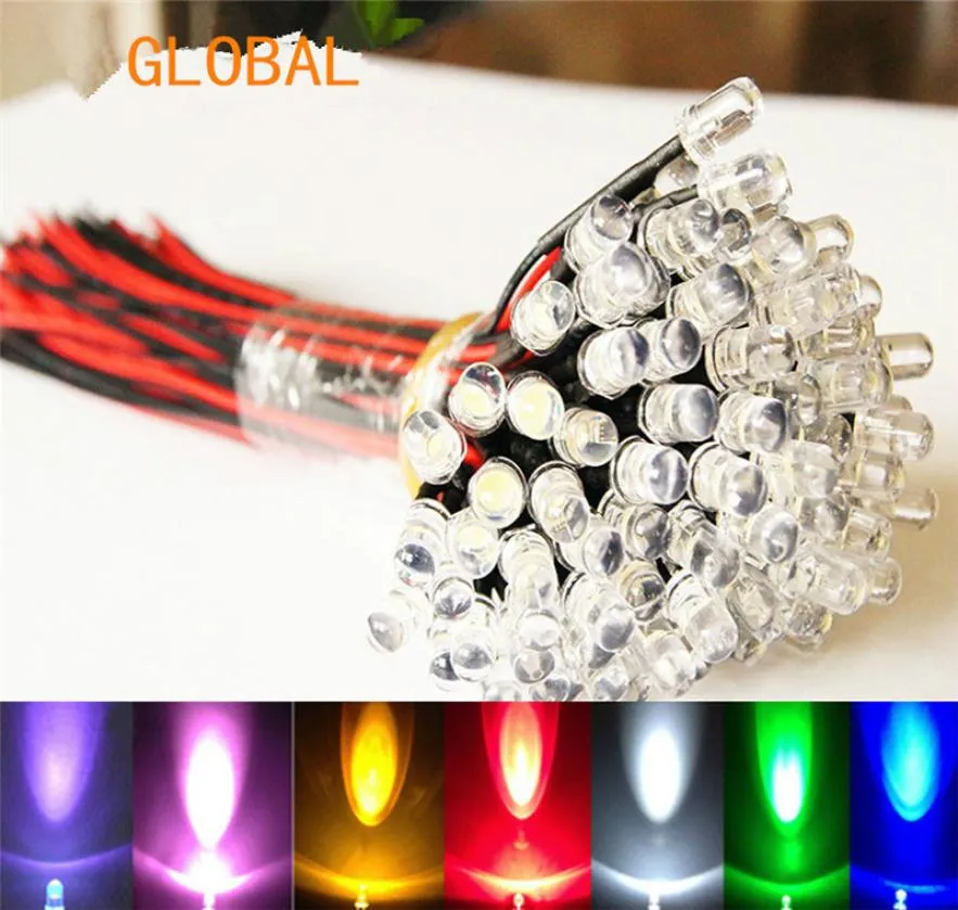 LED 9V12V LED 3 mm préwiré préwired Ultra Bright Colors Light LED LED Set Light Light Bulbe Blanc 20 cm Préwired 100PCSLOT2162192