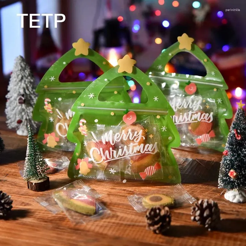 Torby do przechowywania TETP 25pcs Wesołych świąt ciasteczka torba opakowań z przezroczystym oknem na imprezę Candy Nougat Lollipop Dekoracja Dekoracja