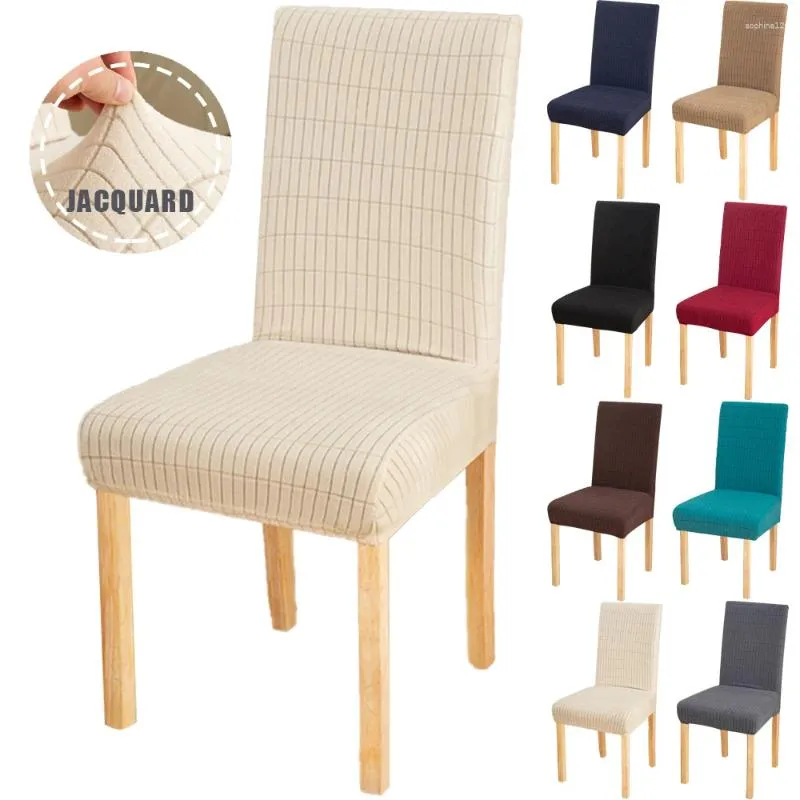 Couvre-chaises Jacquard Soild Color Elastic Anti slip Hlebcoerst Profost Hover Protective for Dining Room Kitchen Banquet