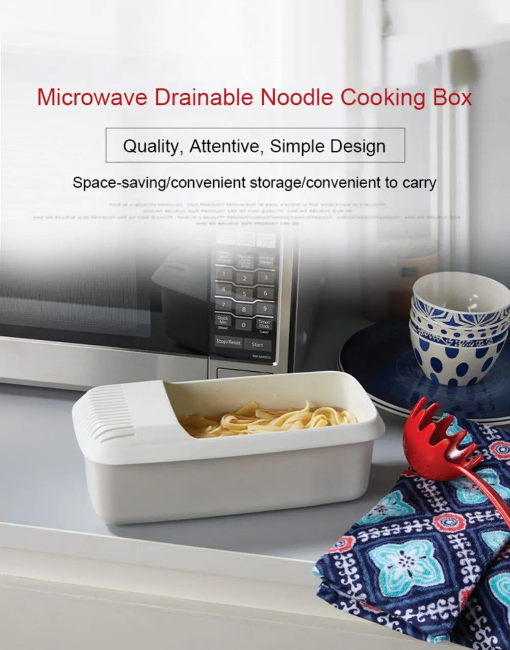 Microwave Pasta Cooker With Strainer Heat Resistant Pasta