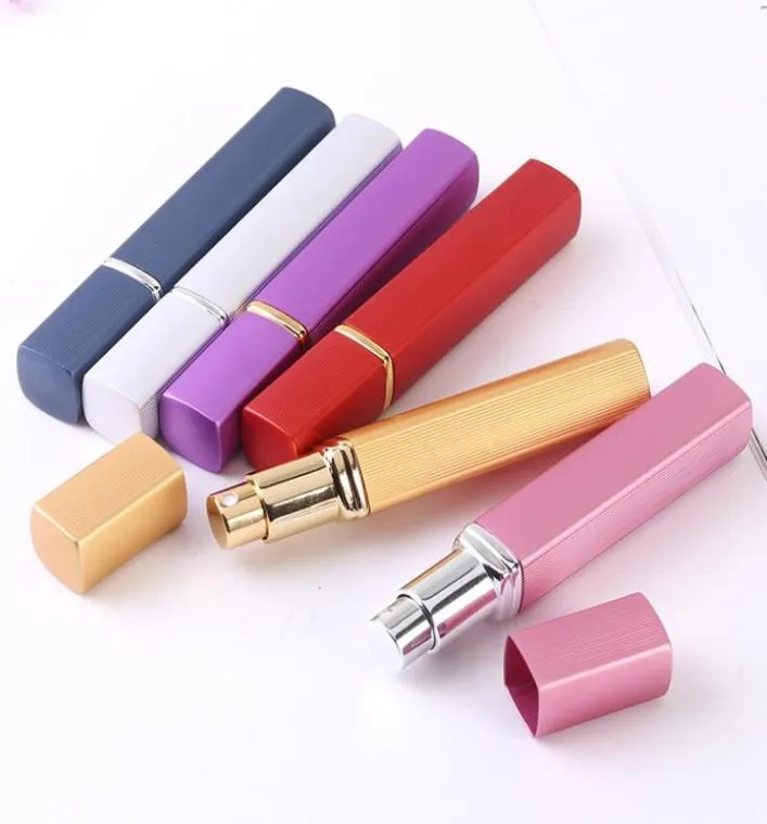 12ML Portable Travel Atomizer Perfume Oils Aluminum Essential Refillable Colorful Atomiser Spray 6 Colors Diffusers Bottles Spray 5122161